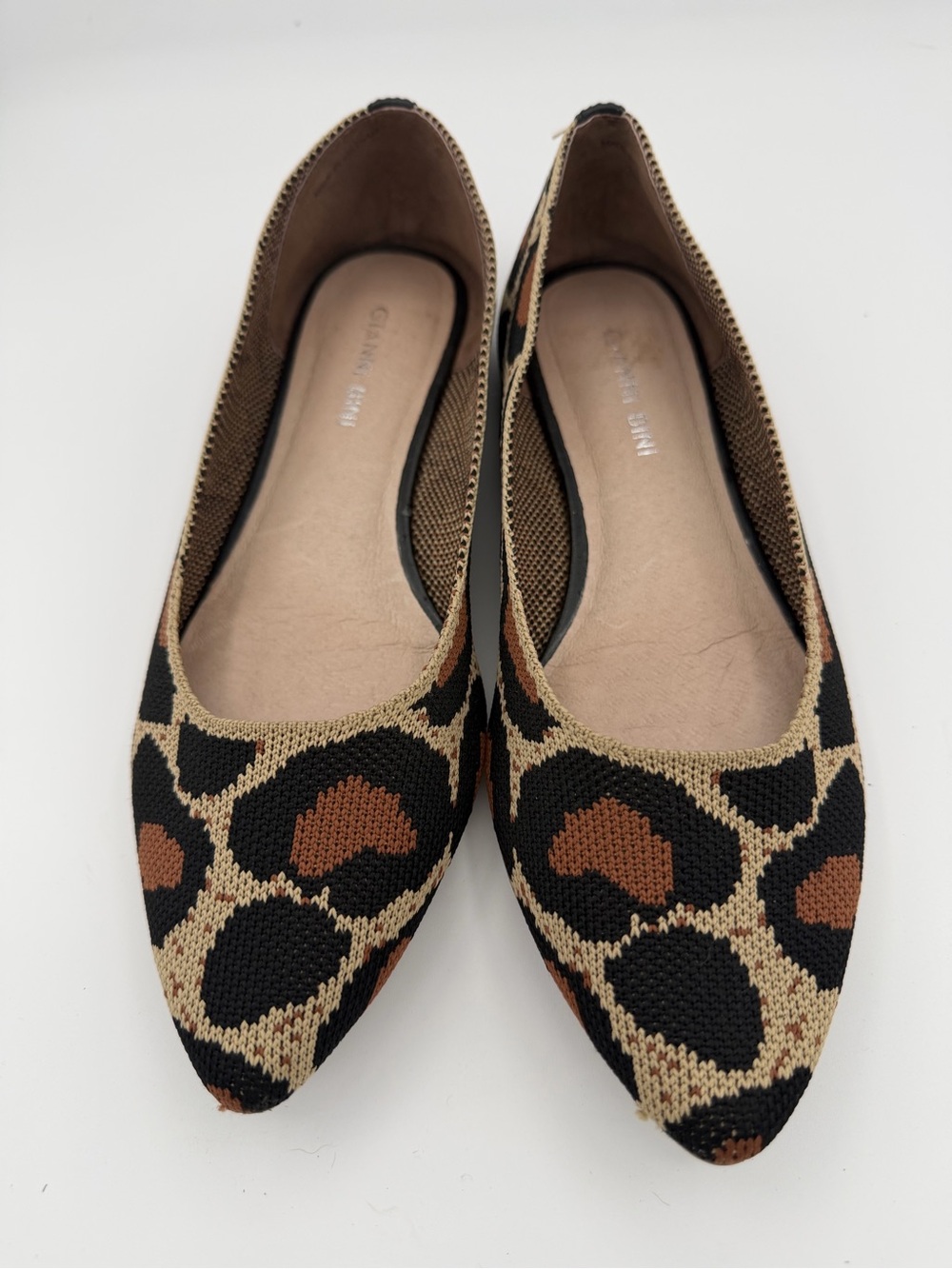 Gianni Bini Knit Leopard-Print Flats in Brown and Black